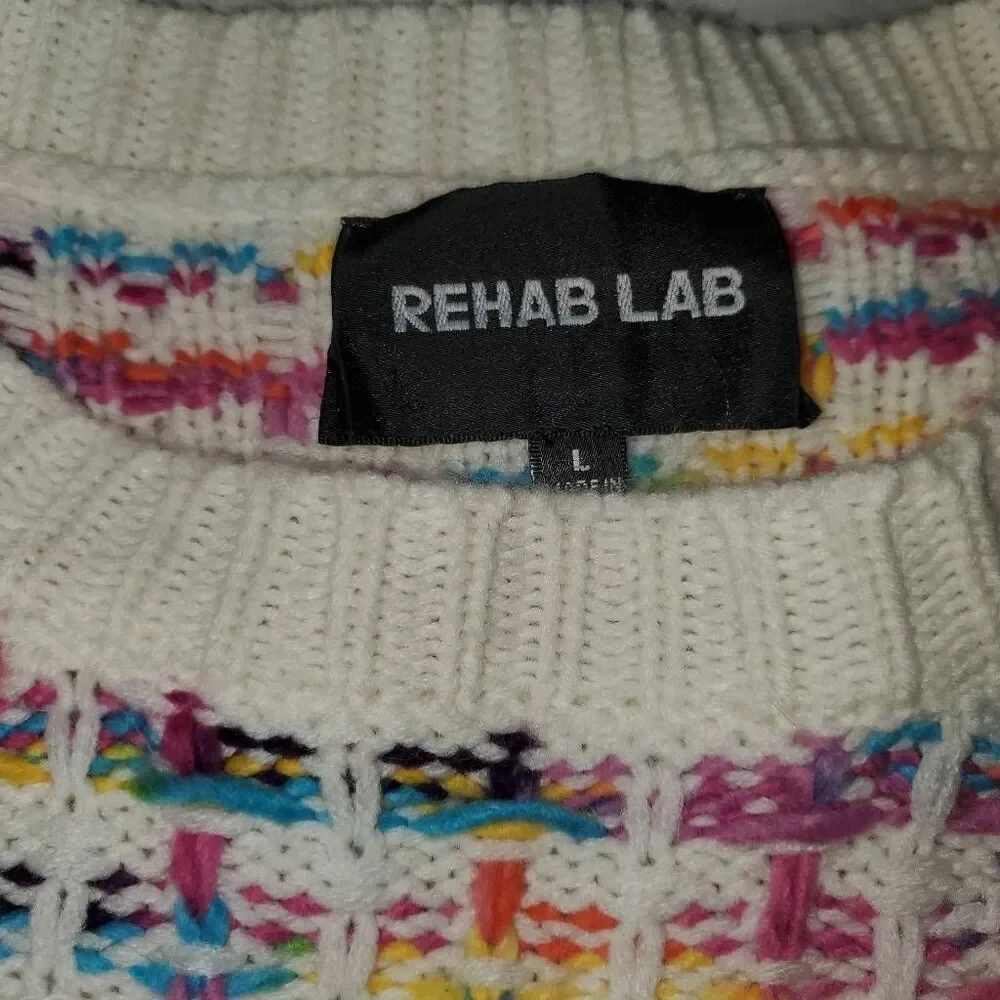 Rehab Lab Multicolor Knit Crewneck Oversized Sweater Size Large